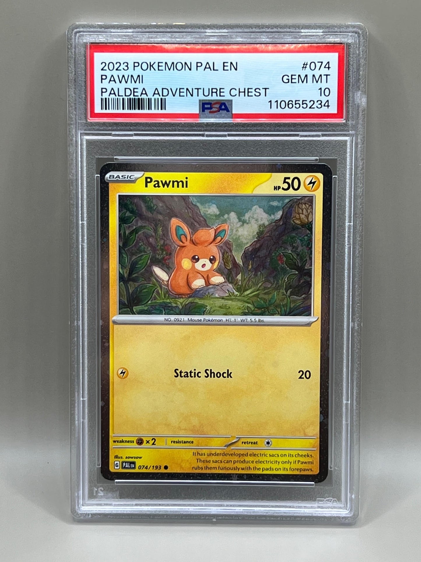 PAWMI PSA 10 PALDEA ADVENTURE CHEST