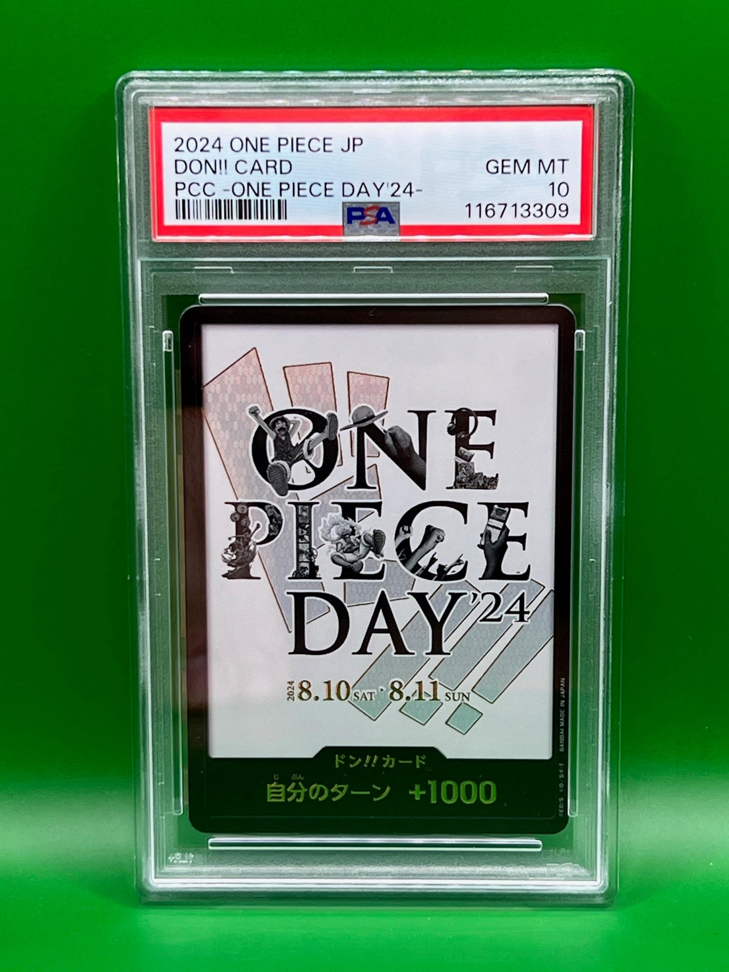 DON!! CARD PSA 10 PCC -ONE PIECE DAY'24-