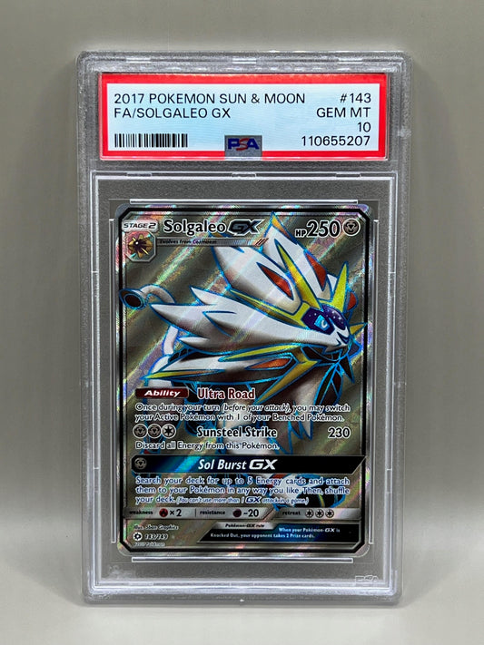 SOLGALEO GX FULL ART PSA 10 Sun & Moon