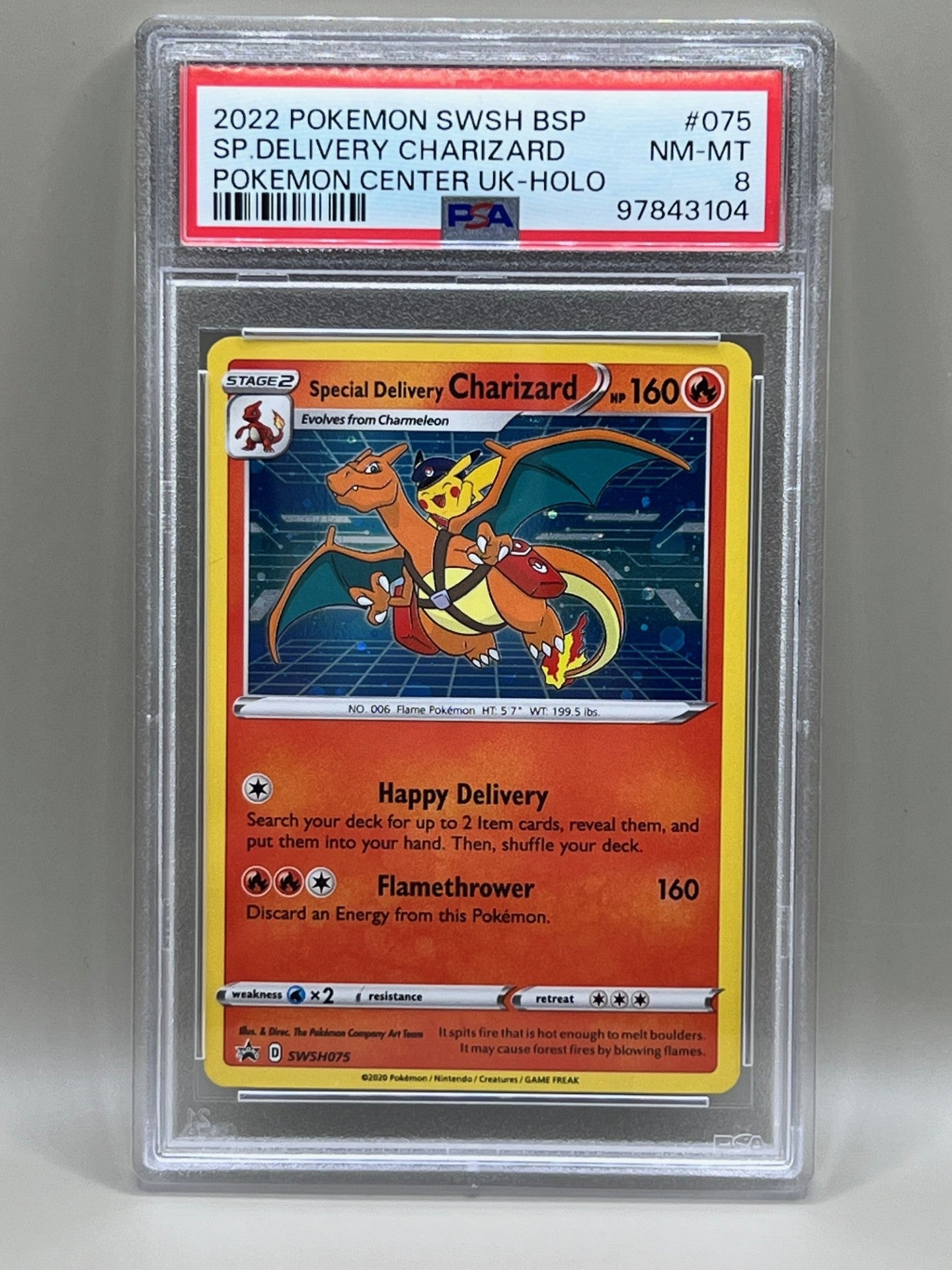 SPECIAL DELIVERY CHARIZARD PSA 8 POKEMON CENTER UK-HOLO