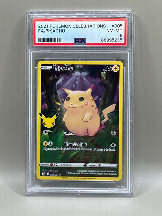 FULL ART PIKACHU PSA 8 CELEBRATIONS