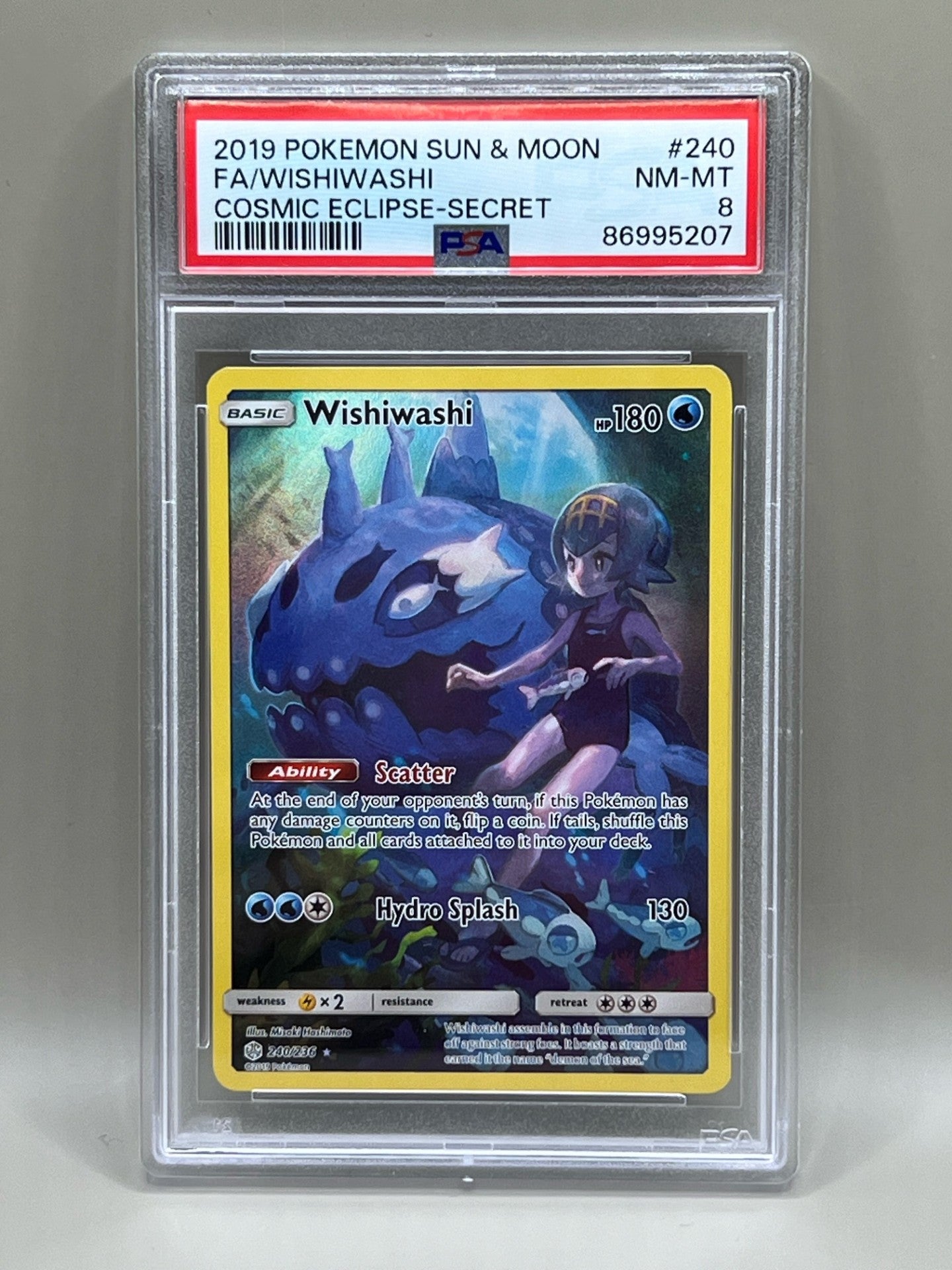 FULL ART WISHIWASHI PSA 8 COSMIC ECLIPSE SECRET