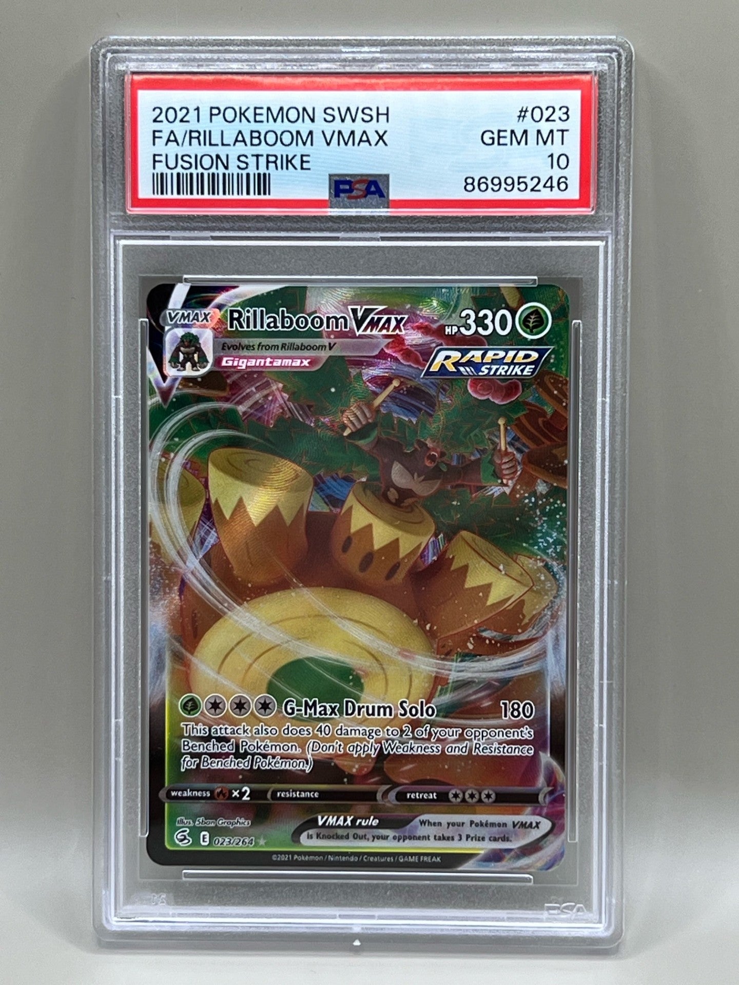 FULL ART RILLABOOM VMAX PSA 10 FUSION STRIKE