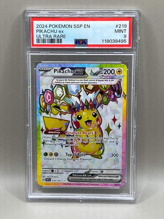 PIKACHU EX ULTRA RARE PSA 9 SURGING SPARKS