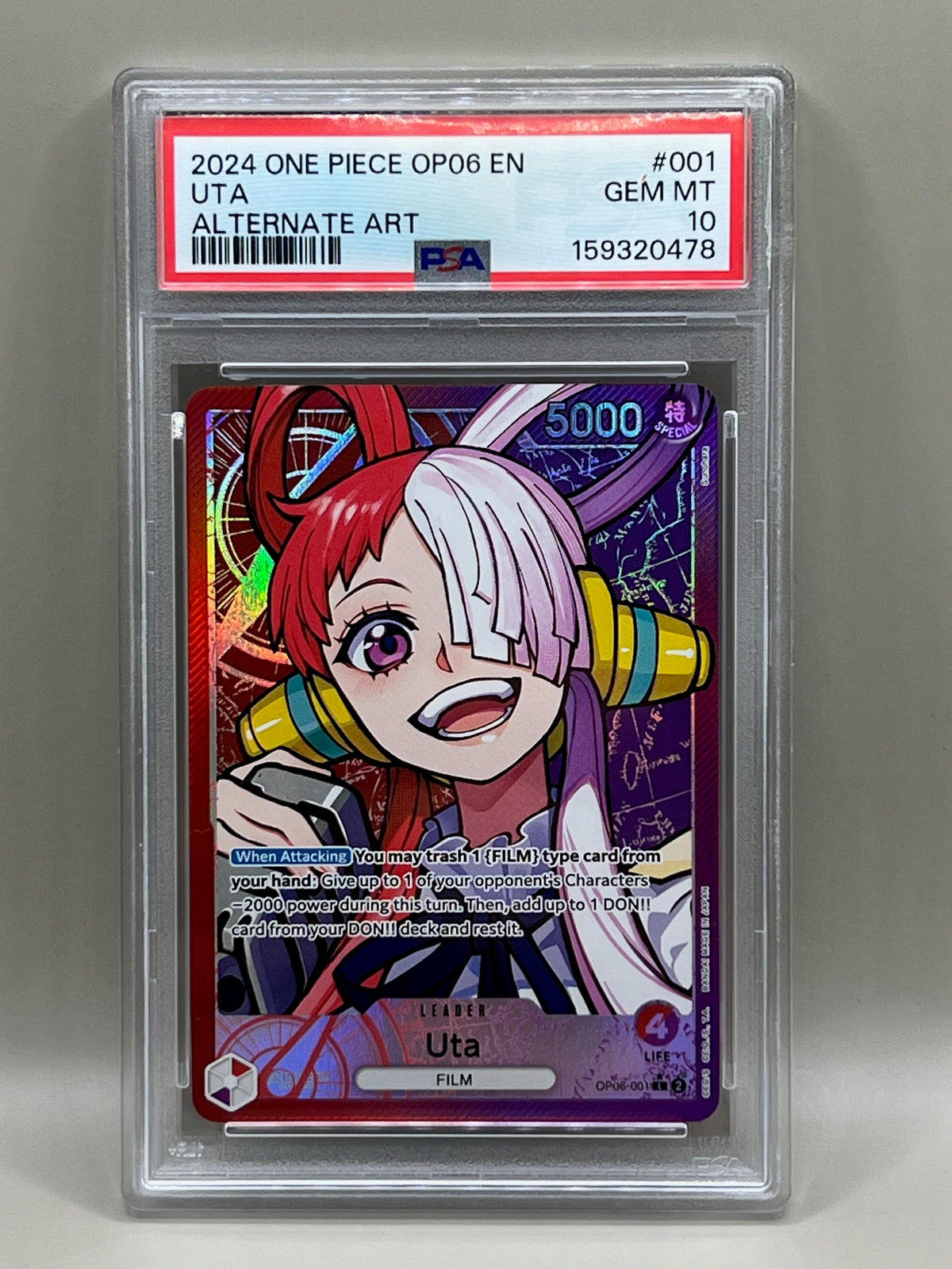 UTA ALTERNATE ART PSA 10 2024 ONE PIECE OP06 EN