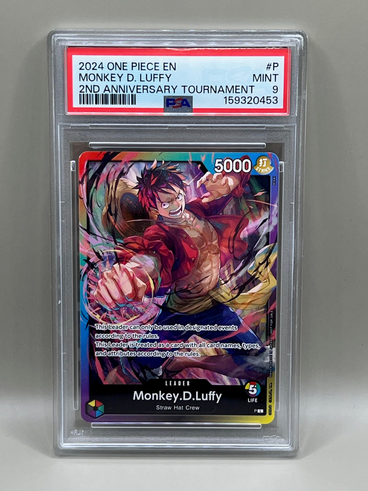 MONKEY D. LUFFY 2ND ANNIVERSARY TOURNAMENT PSA 9 2024 ONE PIECE EN