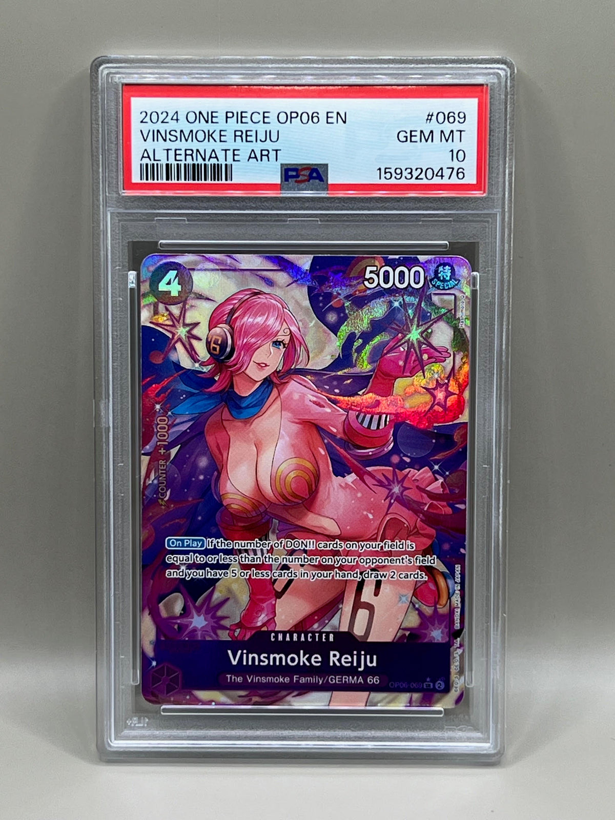 VINSMOKE REIJU ALTERNATE ART PSA 10 2024 ONE PIECE OP06 EN