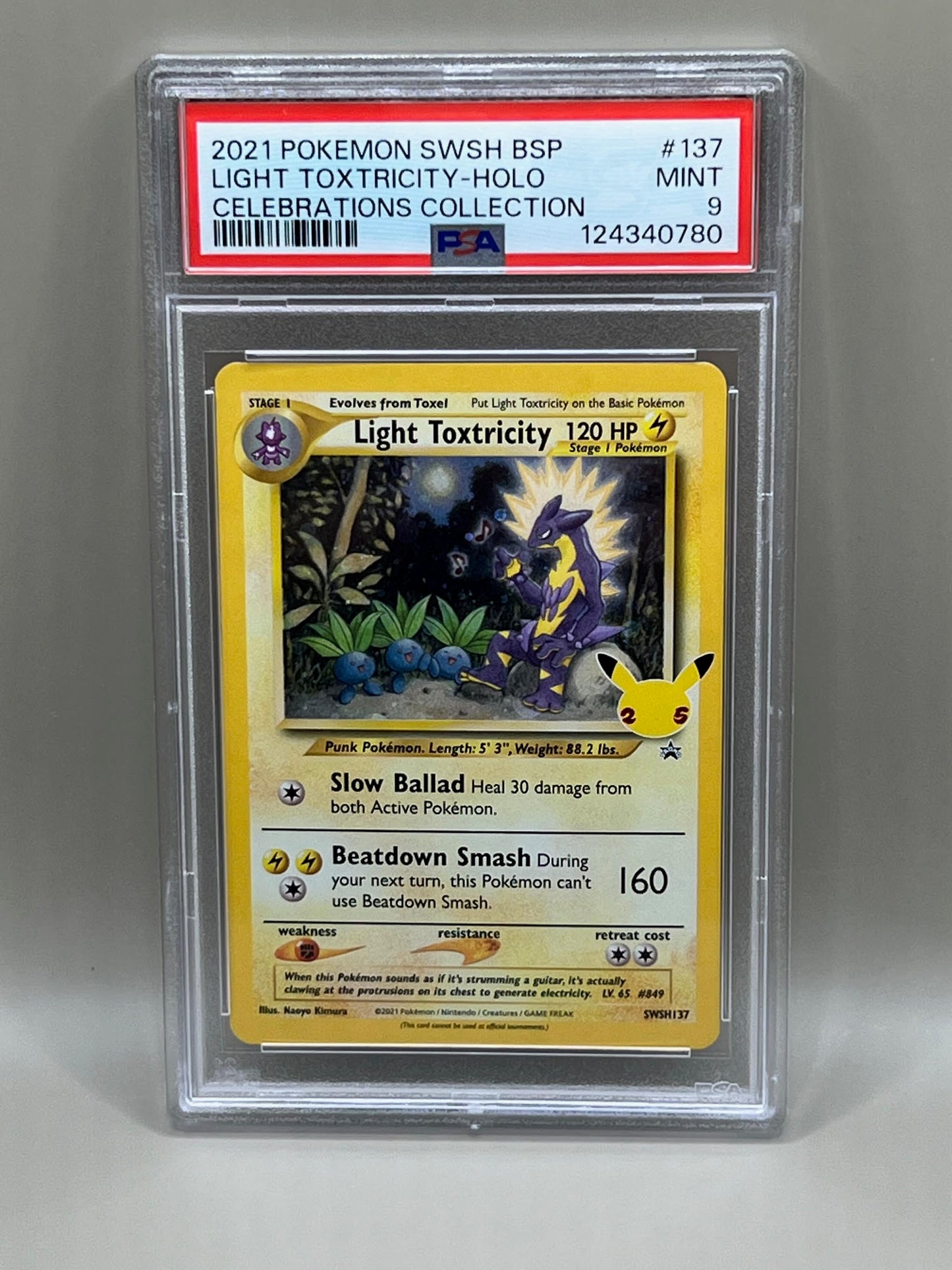 LIGHT TOXTRICITY HOLO PSA 9 CELEBRATIONS COLLECTION BLACK STAR PROMO
