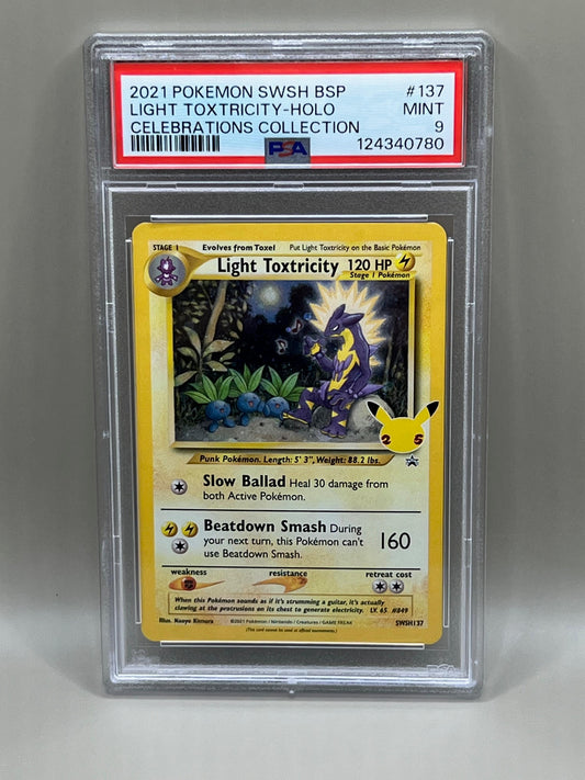 LIGHT TOXTRICITY HOLO PSA 9 CELEBRATIONS COLLECTION BLACK STAR PROMO