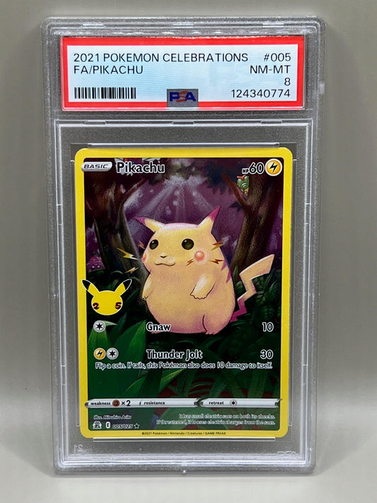 FULL ART PIKACHU PSA 8 CELEBRATIONS